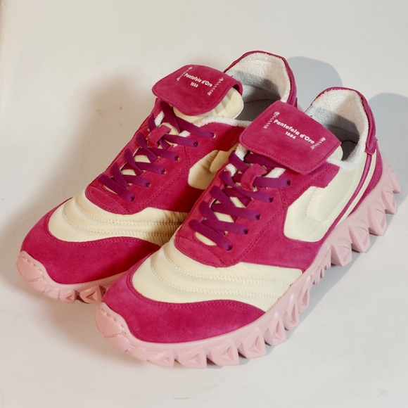 Pantofola D'oro pink & white leather & nylon chunky sneakers, EU41, NWT - Picture 3 of 16
